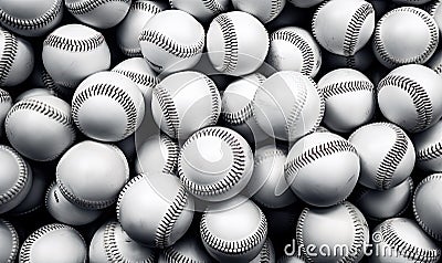 The Stack of White Baseballs Stock Photo