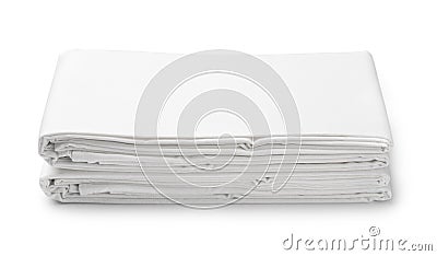 Stack of white folded bedding sheets Stock Photo