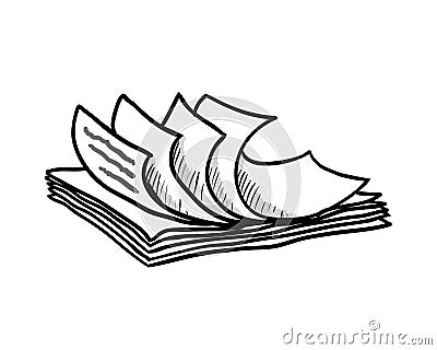 Stack of white papers, hand drawn style, vector Vector Illustration