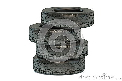 Stack of winter automobile tires Stock Photo