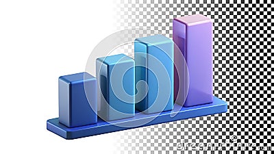 Stacked blue bar graph data analysis statistics report growth png transparent image Generative AI Cartoon Illustration
