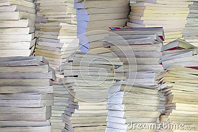 Tall stacks of old books Stock Photo