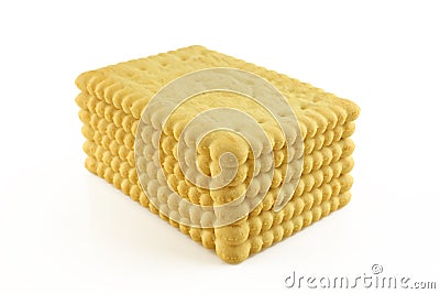 Stacked buttery biscuits isolated on white background Stock Photo