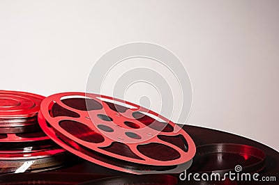 Film reel with movie film - space for text Stock Photo
