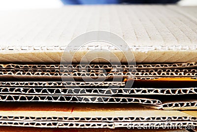 Stacked Cardboard Recycling Boxes In A Pile corrugated box diagonal close up stock photo copy space Paper cardboard, corrugated ca Stock Photo