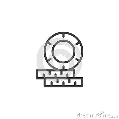 Stacked casino chip line icon Vector Illustration