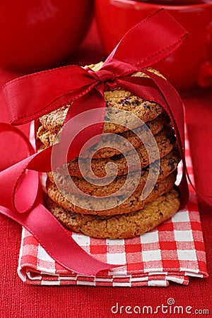 Stacked chocolate cookies Stock Photo