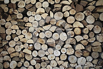 Stacked of chopped firewood Stock Photo