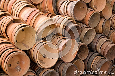 Stacked Clay Pots Stock Photo