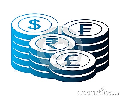 stacked coins currency world money Cartoon Illustration