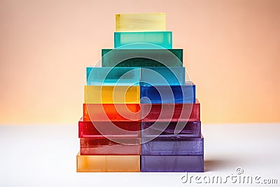 stacked color blocks of candle wax Stock Photo