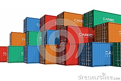 Stacked color cargo containers Stock Photo