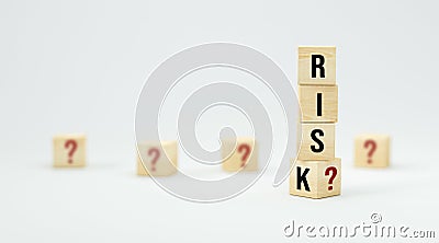 Stacked cubes with message RISK? - 3d illustration Cartoon Illustration