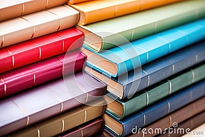 stacked dictionaries showing different colors and sizes Stock Photo