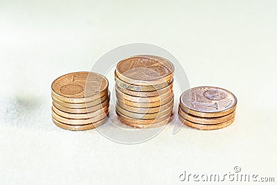 stacked euro cent coins, money Stock Photo