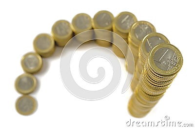 Stacked euro coins as chart at exchange market Stock Photo