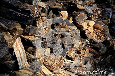 Stacked Fire Wood Stock Photo