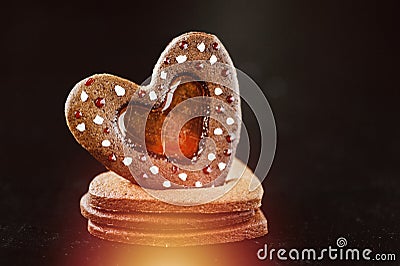 Stacked heart shape cookies isolated Valentine Day Stock Photo