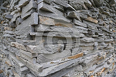 Stacked horizontal gray stone plates Stock Photo