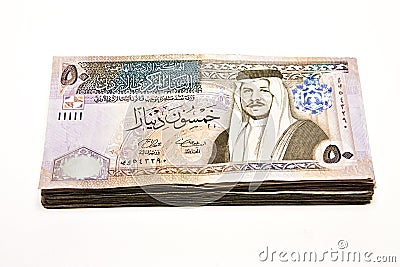 Stacked Jordanian Banknotes Stock Photo