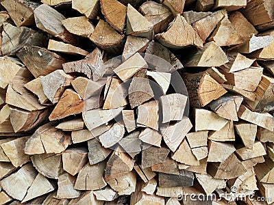 Stacked logs firewood Stock Photo
