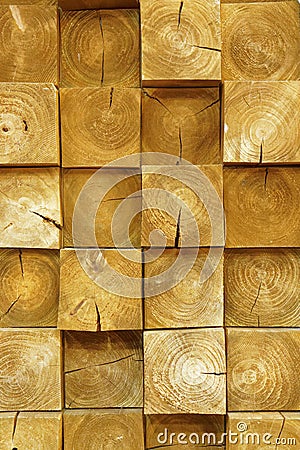 Stacked Logs wall, concrete texture Stock Photo