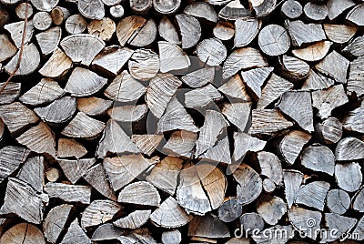 Stacked logs and wood Stock Photo