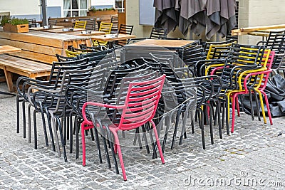 Stacked Metal Chairs Stock Photo