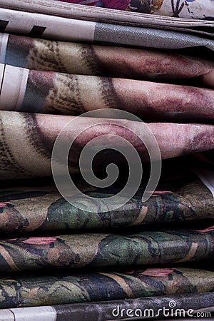 Stacked Newspapers Background Stock Photo