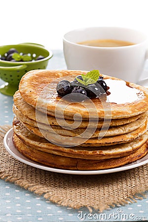 Stacked pancakes with berries Stock Photo