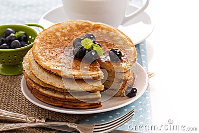Stacked pancakes with berries Stock Photo
