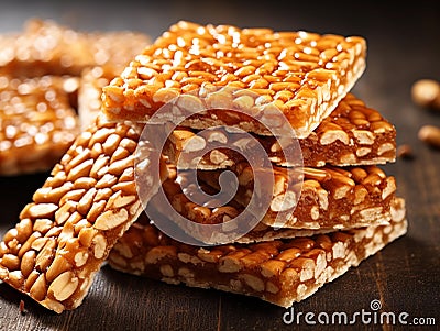 Stacked Peanuts Gachak or Chikki Stock Photo