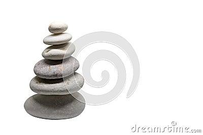 Stacked pebbles isolated with white background Stock Photo