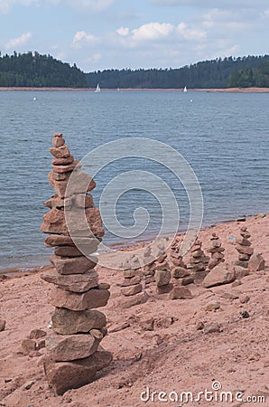 Stacked pebbles Stock Photo