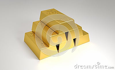 Stacked pile of gold bars. 3D illustration Cartoon Illustration