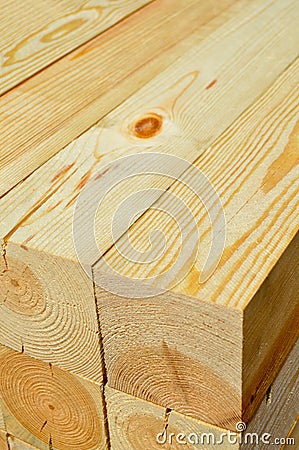 Stacked pine tree lumber Stock Photo