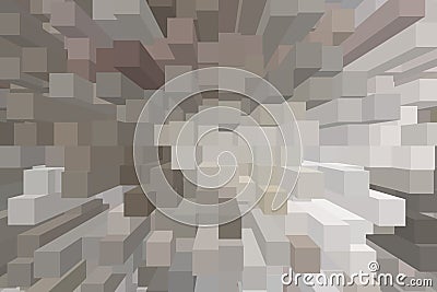 Stacked pointed columns with random heights - many long square cube blocks in matching pastel duce colors seen from above - suitab Stock Photo