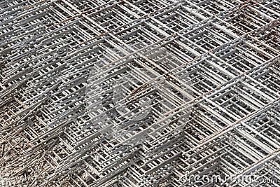 Stacked rebar grids Stock Photo