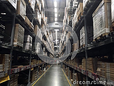 Long Ikea Furniture Warehouse Aisle, Sydney, Australia Editorial Stock Photo