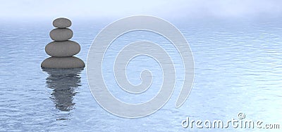 Stacked stone calm water view Stock Photo