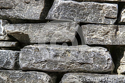 Stacked Stone Garden Wall Stock Photo