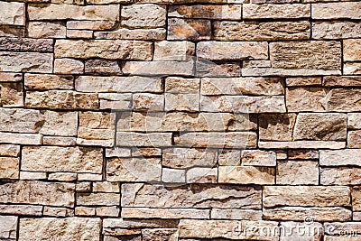 Stacked stone and mortar wall Stock Photo