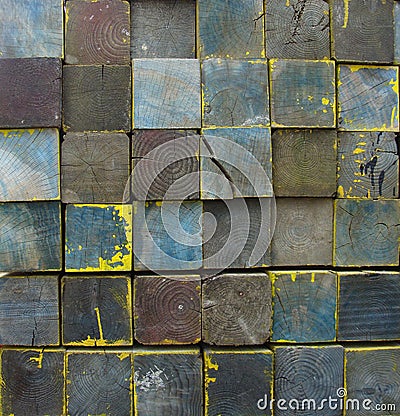 Stacked tiled wooden blocks in multiple color background Stock Photo