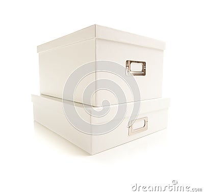 Stacked White File Boxed Isolated on Background Stock Photo