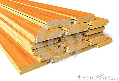 Stacked wooden construction planks Stock Photo