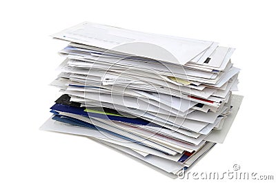 Stacking of mail letters pile Stock Photo