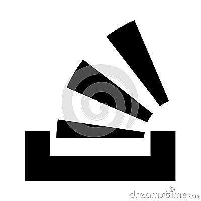 Stacking in the tray it is black icon . Vector Illustration