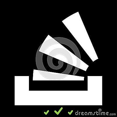 Stacking in the tray it is white icon . Vector Illustration