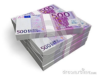 Stacks of 500 Euro banknotes Stock Photo