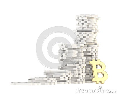 Stacks of bitcoin signs isolated Stock Photo